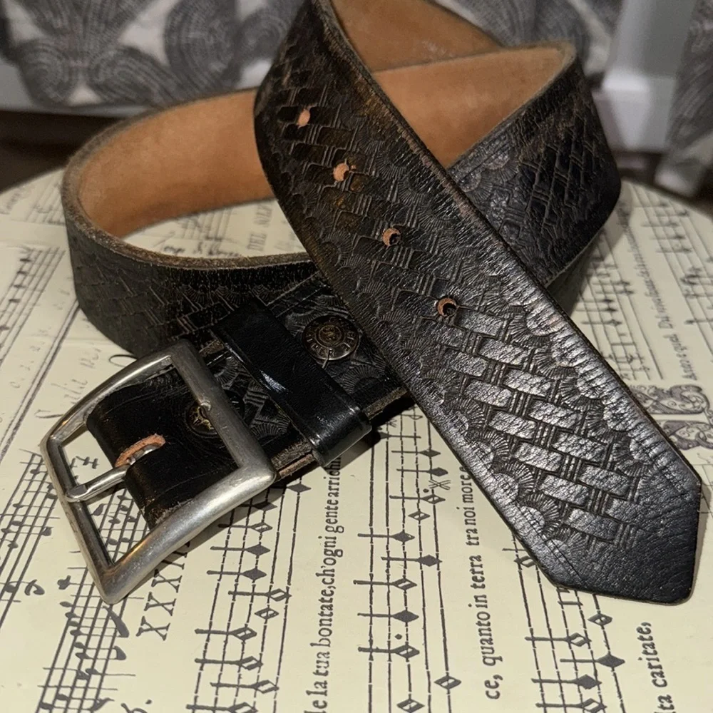 Jaypee Embossed Dark Brown Bridle Cowhide Leather Belt